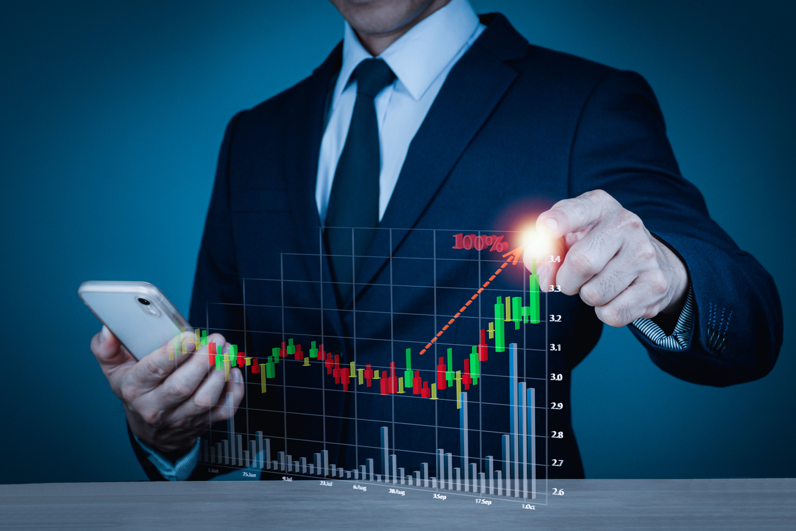 The Hand of a Man in a Suit Holds a Mobile Phone the Left Hand P